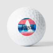 Balles De Golf Coral bleu mignon monogrammé initial A (Recto)