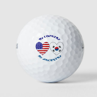 Balles De Golf Corée du Sud et États-Unis Cœurs Mon pays Mon asce