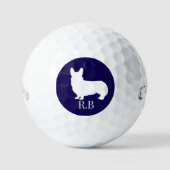 Balles De Golf Corgi Monogrammed Blue Navy (Recto)