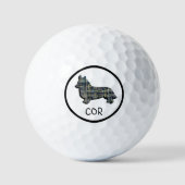 Balles De Golf Corgi Welsh Cute Chien Silhouette Monogramme Grill (Recto)