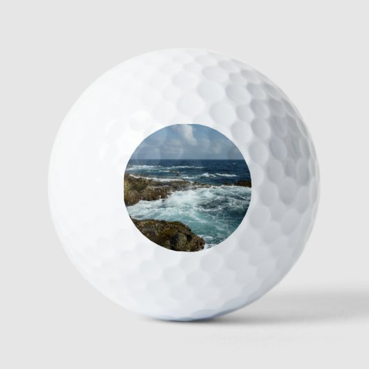 Balles De Golf Côte rocheuse d'Aruba et océan bleu (Recto)