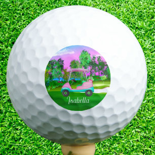 Balles De Golf Coucher de soleil sur le parcours de golf Panier d