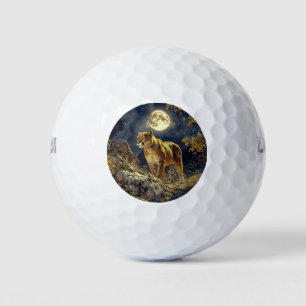Balles De Golf Cougar in the Moonlight Wildlife Art