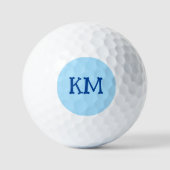 Balles De Golf Couleur bleu glace moderne | Initiales de monogram (Recto)