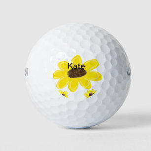 Balles De Golf Couleur d'eau fleurie de tournesol jaune ajouter l