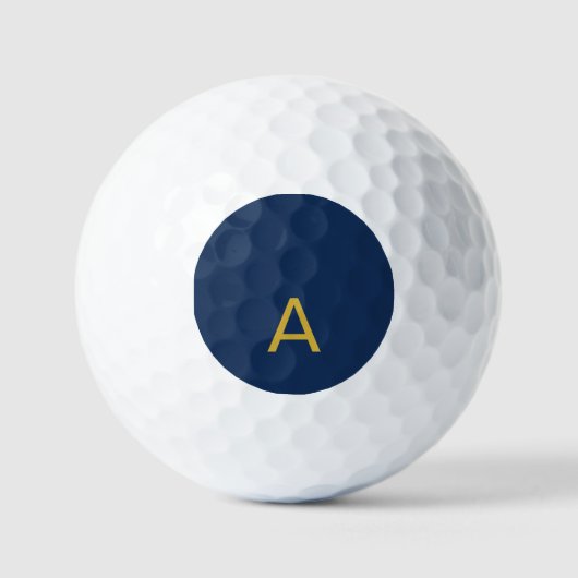 Balles De Golf Couleur Or & Bleu Monogramme Initial Professionnel (Recto)
