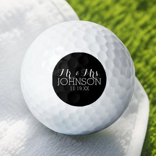 Balles De Golf Couleur Solide Noir Mr & Mrs Wedding Favors