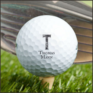 Balles De Golf Couleur unie gris initiales et nom