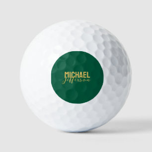 Balles De Golf Couleur vert or élégant nom minimaliste moderne