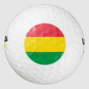Balles De Golf Couleurs Rasta Vert Jaune Rouge Grilles Motif Drap