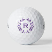 Balles De Golf Couronne de laurier monogramme violet classique pe (Devant)