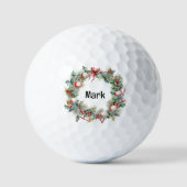 Balles De Golf Couronne de Noël avec nom de golfeur (Recto)