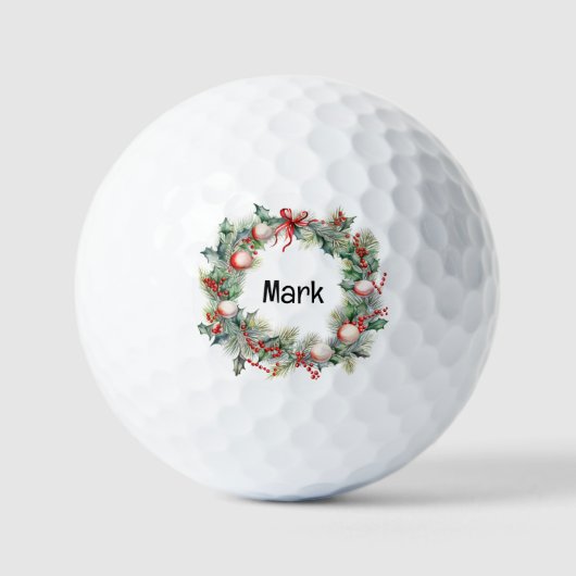 Balles De Golf Couronne de Noël avec nom de golfeur (Recto)