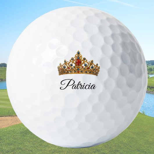 Balles De Golf Couronne en or jolie et nom personnalisé