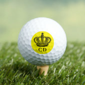 Balles De Golf Couronne jaune noire kingi monogramme initiales (T-shirt Insitu)