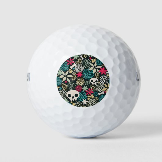 Balles De Golf Crâne en fleurs (Devant)