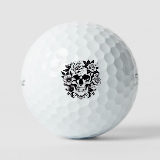 Balles De Golf Crâne floral (Recto)