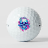 Balles De Golf Crâne floral en style Vaporwave (Recto)