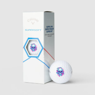 Balles De Golf Crâne floral en style Vaporwave