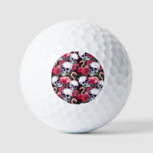 Balles De Golf Crâne floral, motif flamand sans soudure.