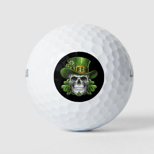 Balles De Golf Crâne sucre St Patrick's Day Shamrock (Devant)