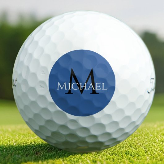 Balles De Golf Create Monogram Name Initial Elegant Blue