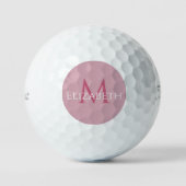Balles De Golf Create Monogram Name Initial Elegant Pink (Recto)
