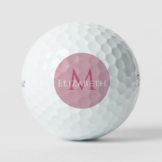 Balles De Golf Create Monogram Name Initial Elegant Pink (Recto)