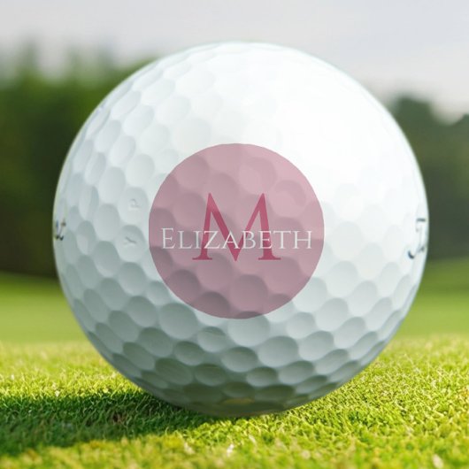 Balles De Golf Create Monogram Name Initial Elegant Pink