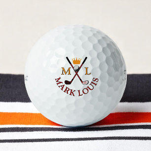 Balles De Golf Créer un logo Golfer Clubs croisés King Crown