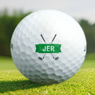 Balles De Golf Croix moderne verte cool avec monogramme personnal