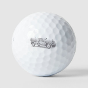 Balles De Golf croquis au crayon de camion de pompiers vintage de