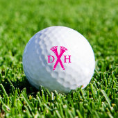 Balles De Golf Crossed Golf Tees Personalized Initials Hot Pink