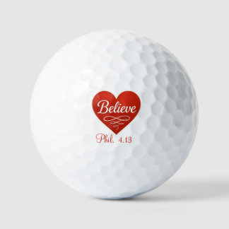 Balles De Golf Croyez cœur rouge et blanc