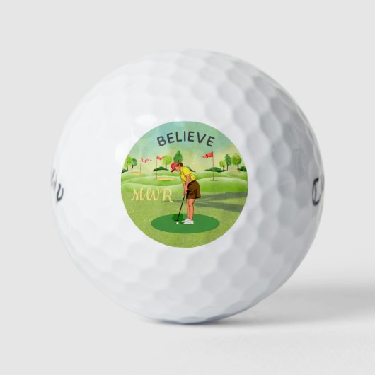 Balles De Golf Croyez-vous est Key Cart Greens Monogramme (Devant)
