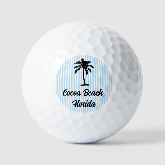 Balles De Golf Custom Beach Palm Tree Nautical Blue Stripe (Recto)