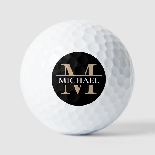 Balles De Golf Custom Black Gold Monogram (Recto)