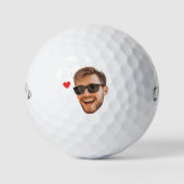 Balles De Golf Custom Funny Face Picture Heart Valentine's Day (Devant)