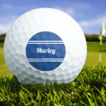 Balles De Golf Custom Golfer Sports Classic Nom Monogram Blue<br><div class="desc">Des balles de golf personnalisées prouvent que vous avez ce trou en un ! Le design classique comporte un nom ou un texte personnalisé pouvant contenir jusqu'à dix caractères dans un script moderne et une bordure à deux cadres. Script et bordure sont en blanc sur un arrière - plan bleu...</div>