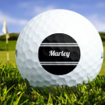Balles De Golf Custom Golfer Sports Classic Nom Monogramme Noir<br><div class="desc">Des balles de golf personnalisées prouvent que vous avez ce trou en un ! Le design classique comporte un nom ou un texte personnalisé pouvant contenir jusqu'à dix caractères dans un script moderne et une bordure à deux cadres. Script et bordure sont en blanc sur un arrière - plan noir....</div>