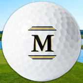 Balles De Golf Custom Monogram Elegant Gold Black Personalized