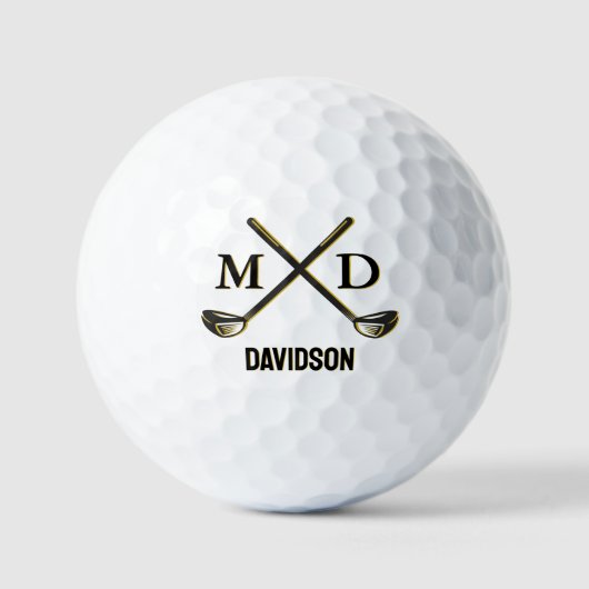 Balles De Golf Custom Monogram Elegant Golfer Personalized Name (Recto)
