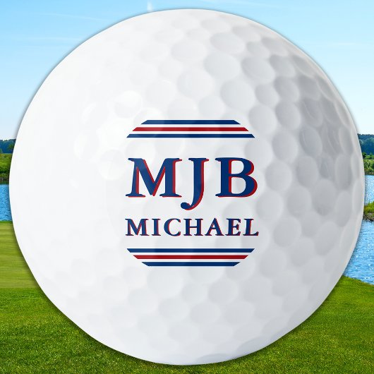 Balles De Golf Custom Three Initial Monogram Sporty Personalized
