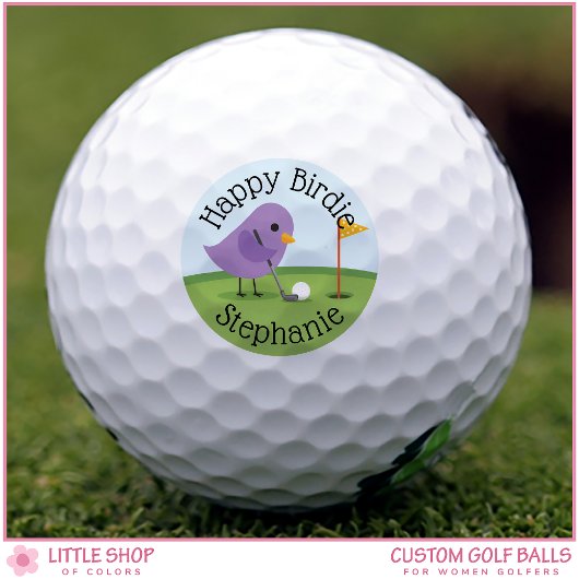 Balles De Golf Cute Birdie on Putting Green Customizable Birthday