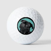 Balles De Golf Cute Black Pug Face Charm | Unique Custom Dog Love (Recto)