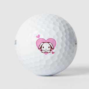 Balles De Golf Cute Bunny Coeur rose