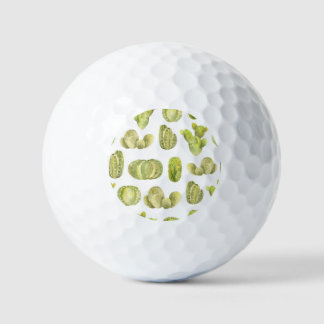 Balles De Golf Cute Cactus, Aquarelle Décor Sans Couleur.