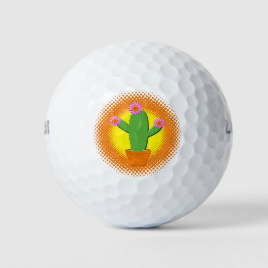 Balles De Golf Cute Cactus Cartoon Avec Fleurs Roses (Devant)