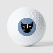 Balles De Golf Cute chat noir et blanc (Recto)