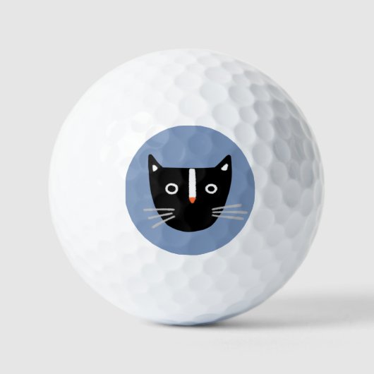 Balles De Golf Cute chat noir et blanc (Recto)
